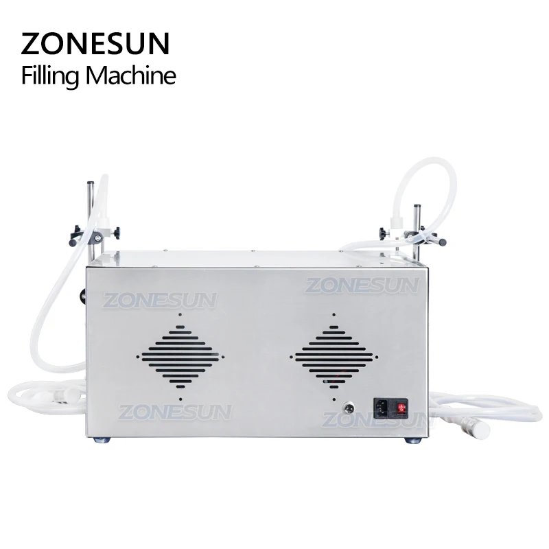 ZONESUN 2 Heads Perfume Water Juice Essential Oil Electric Digital Control Peristaltic Pump Liquid Filling Machine 3-2500ml
