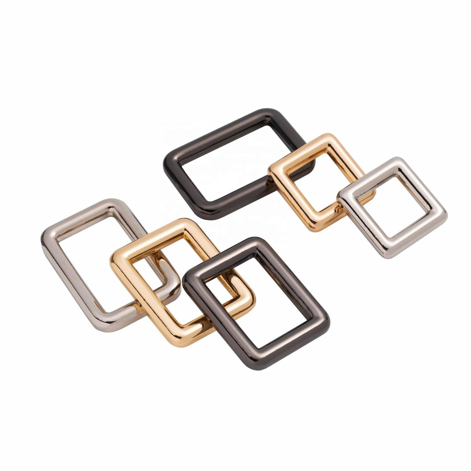 Hypoallergenic metal rectangle slider loop wire adjustable strap hook lock buckle closure fasten hardware for bag leather belt