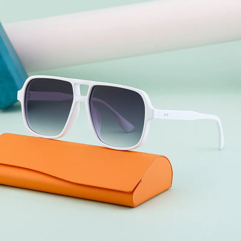 Customizable Square Rivet Sunglasses Rectangle Double beam Sunglasses Fashion Pilot Glasses Flat Top Shades Sunglasses