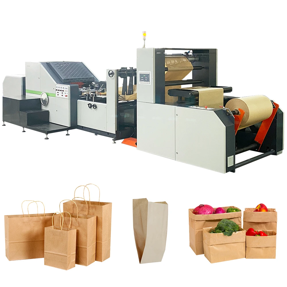 ROKIN BRAND Fully Automatic Twisted Handle Square Bottom Kraft Paper Bag Making Machine