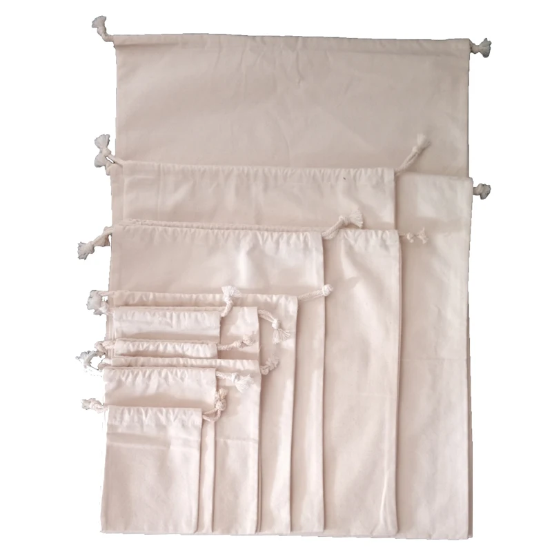 Factory Best Selling Organic Cotton Drawstring Bag Small Cotton Pouch