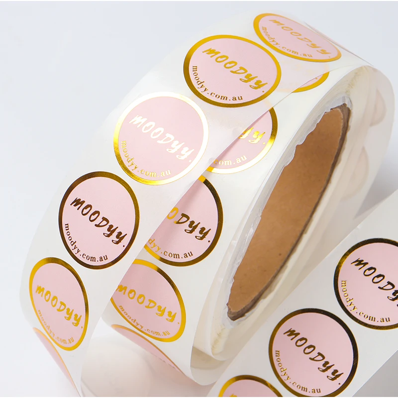Custom printed waterproof pet logo round label stickers label with gold foil