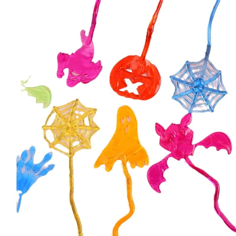Novelty Decompression Toy Elastic Palm Spider Web Pumpkin Ghost Halloween Creative Trick Wall Climbing Sticky Telescopic Toy