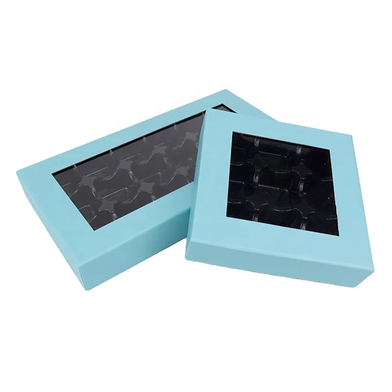 Luxury Custom Chocolate Truffle Rigid Gift Boxes With Clear Window Packaging