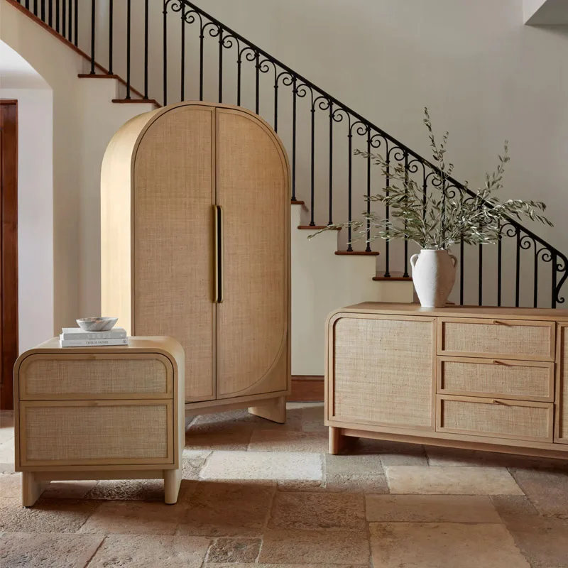 indoor Modern arched cabinet double door villa luxury wooden bookcase storage cabinet antique bookshelf Design customization