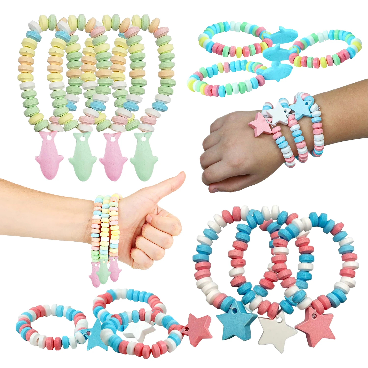 (Free Sample)Custom Label Compressed Tablet Hard Candy Necklace and Bracelet Bulk Wholesale