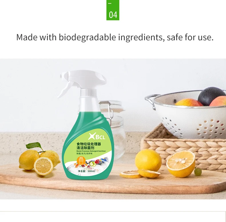 500ml Trigger Spray Garbage Disposal and Drain  Foaming  Cleaner Lemon Scent Remove food grease odours