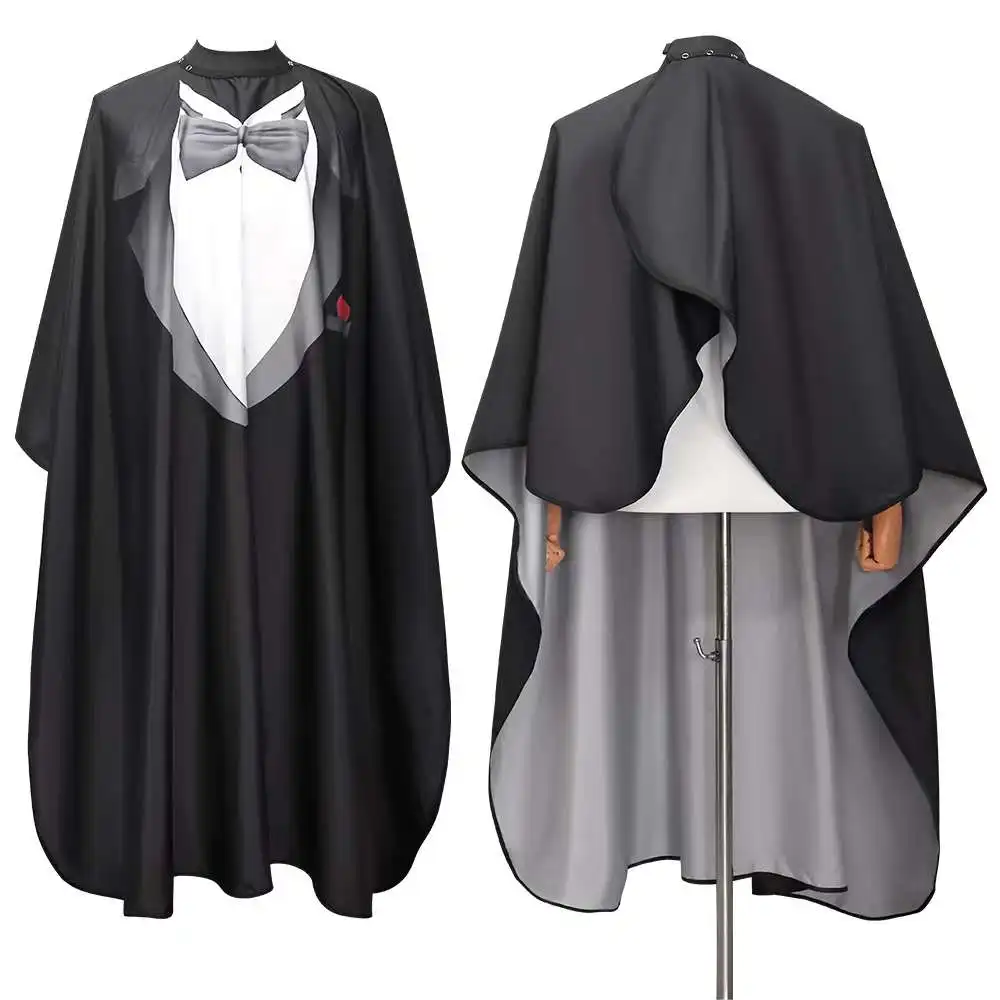 Supplier Wholesale New Digital Printing Salon Christmas And Halloween Gentleman Costumes Hair Cutting Barber Cape Hair Cape