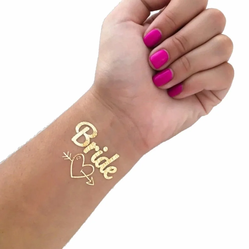 PD 01-50 series Team Bride Gold fashion wedding bride tattoo sticker singleton party gilded tattoo sticker custom