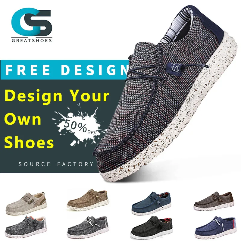Wholesale Trendy Lazy Slip-on Casual  Sneakers,Custom Hey Dude Men Loafers  Boat Shoes Men Loafers Casual Canvas  Shoes