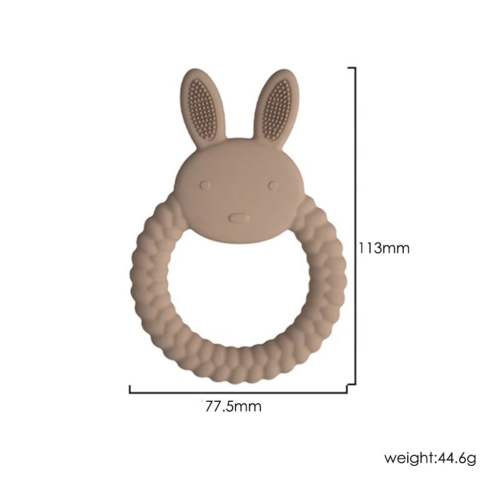 New Design OEM&ODM 0-24 months Buy Food Grade Infants Baby Chew Toys Rainbow Bunny Ring Silicone Teether Baby Teething