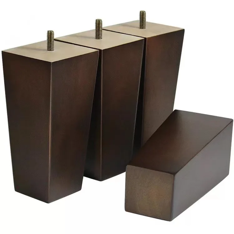 table legs wood Oak furniture Wooden legs Coffee Round wood Table Legs with brass feet for table furniture