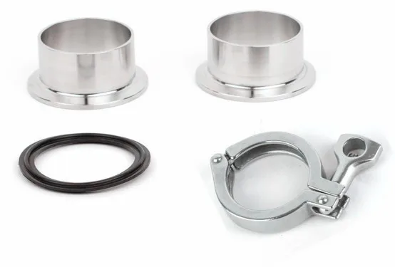 Stainless Steel 304 316L Pipe Fitting Sanitary Weld Ferrule Tri Clamp PTFE Gasket Set