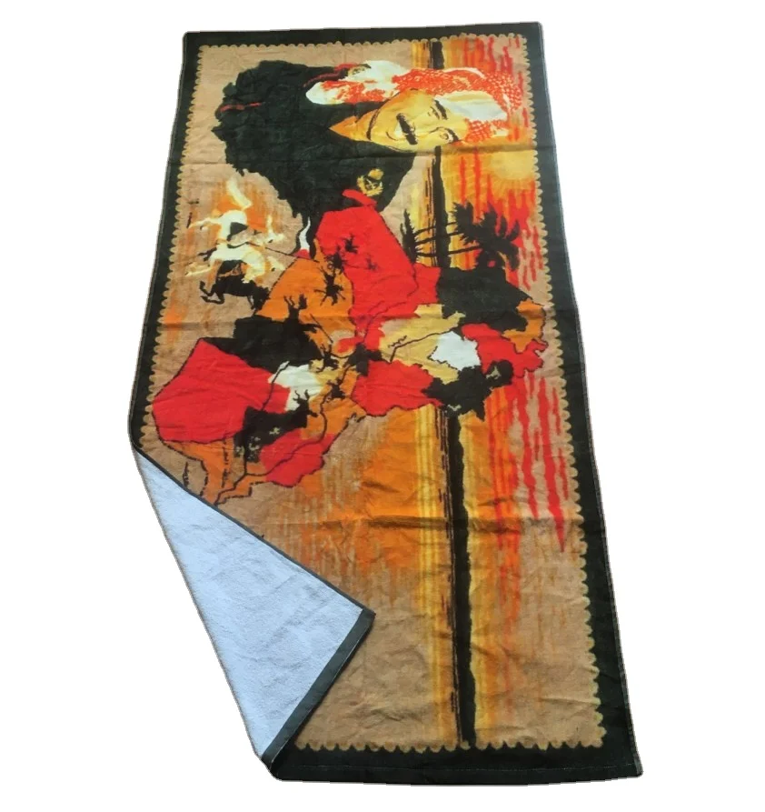Custom digital print 100% cotton fouta large beach towels with logo