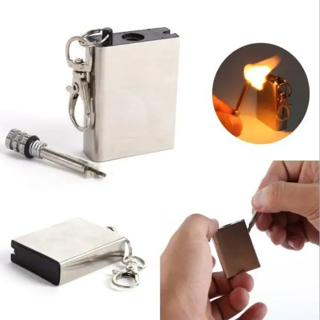 Stainless Steel Flint Fire Lighter Starter Matches Portable Survival Tool Kit for Outdoor