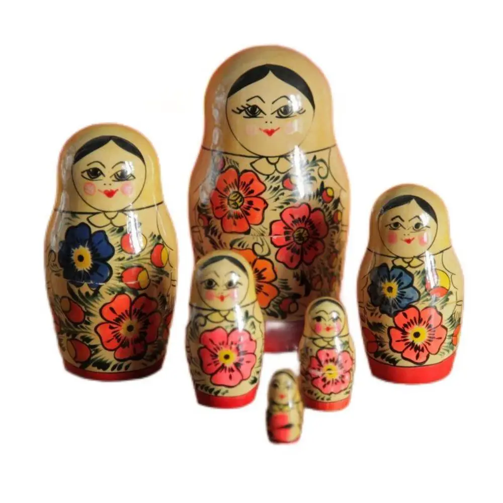 Wooden Matryoshka Dolls for Kids Stacking Cute Rabbit Nesting Doll Set of 5 Egg Shape Russian Nesting Dolls