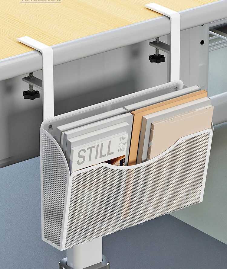 Dormitory desk-side organization storage rack under-the-desk book hanging basket shelf