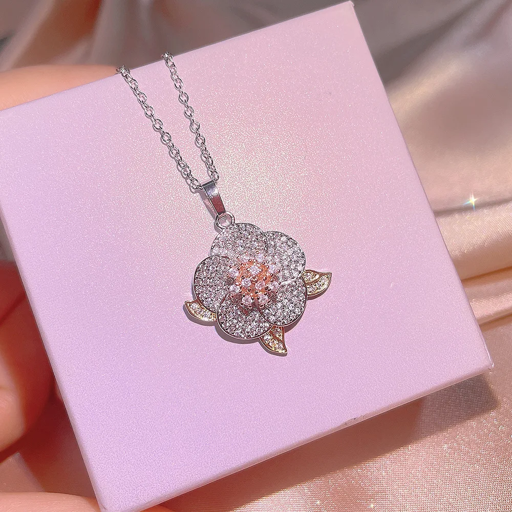 Wholesale women Cute Pretty Flowers Diamond women Jewelry Set silver plated women jewelry