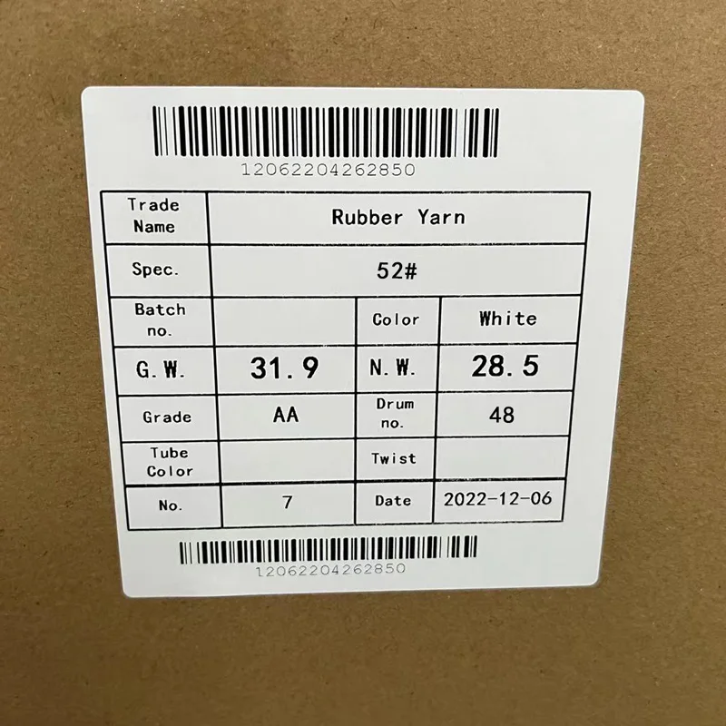 manufactory price latex covered polyester yarn elastic thread use for gloves and belt 52# white rubber yarn