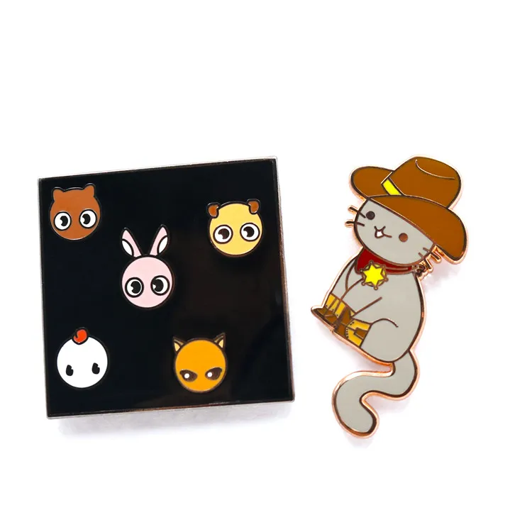 Китай производство одежда высшего качества рекламные индивидуальный заказ жесткий лацкан эмаль булавки Cat знак штыри