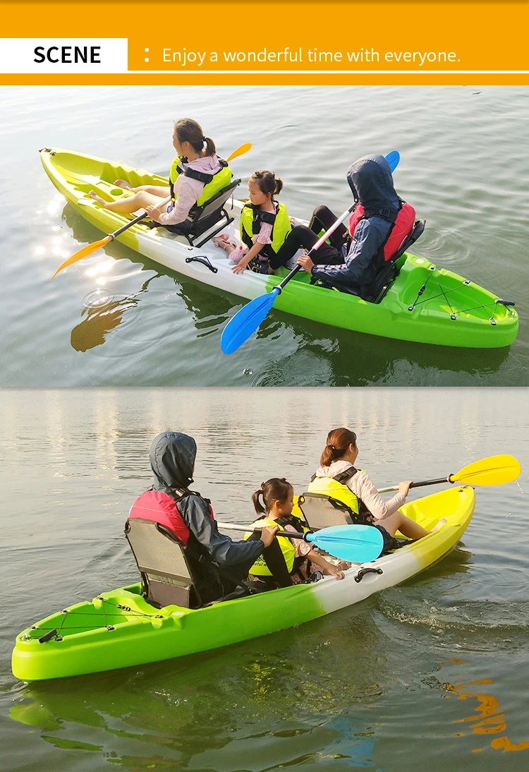 Family  Aluminum Frame Chair Double Hot sale Fishing tandem Kayak 2+1 Sit On Top