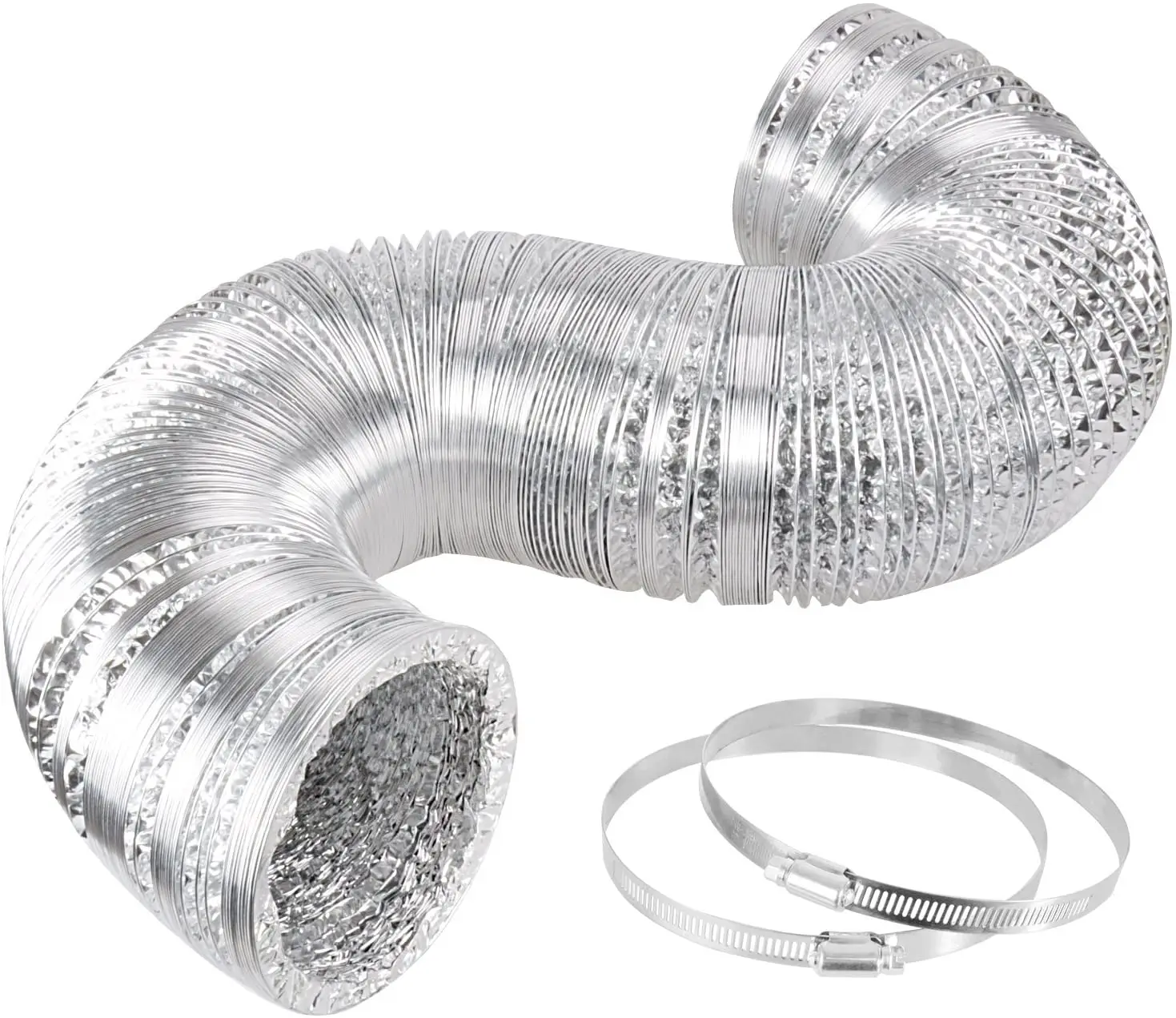RISEN 4 6 8 10 Inch 33 Feet Non-Insulated Flex Dryer Vent Hose Air Aluminum Ducting for HVAC Ventilation