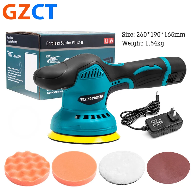 12V Cordless Portable Car Polishing Machine Lithium Battery Mini Rotary Electric Orbital Floor 125mm Car Polisher