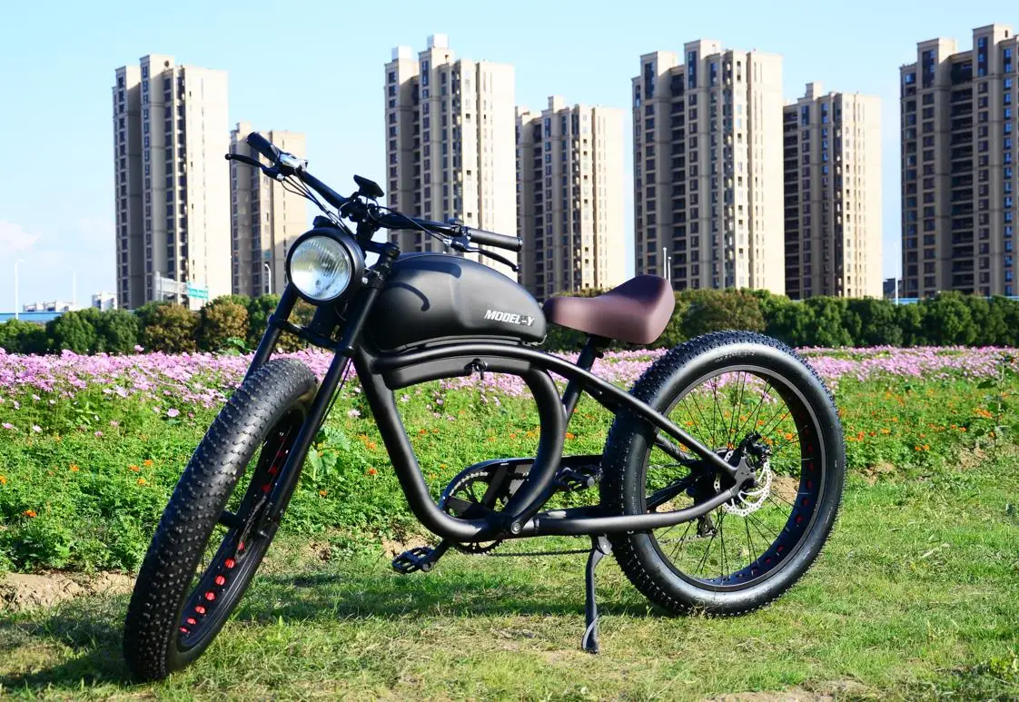 500W 750W 1000W мотоцикл 26-дюймовый винтажный электровелосипед с толстыми шинами внедорожный круизер Снежный Электрический велосипед для взрослых