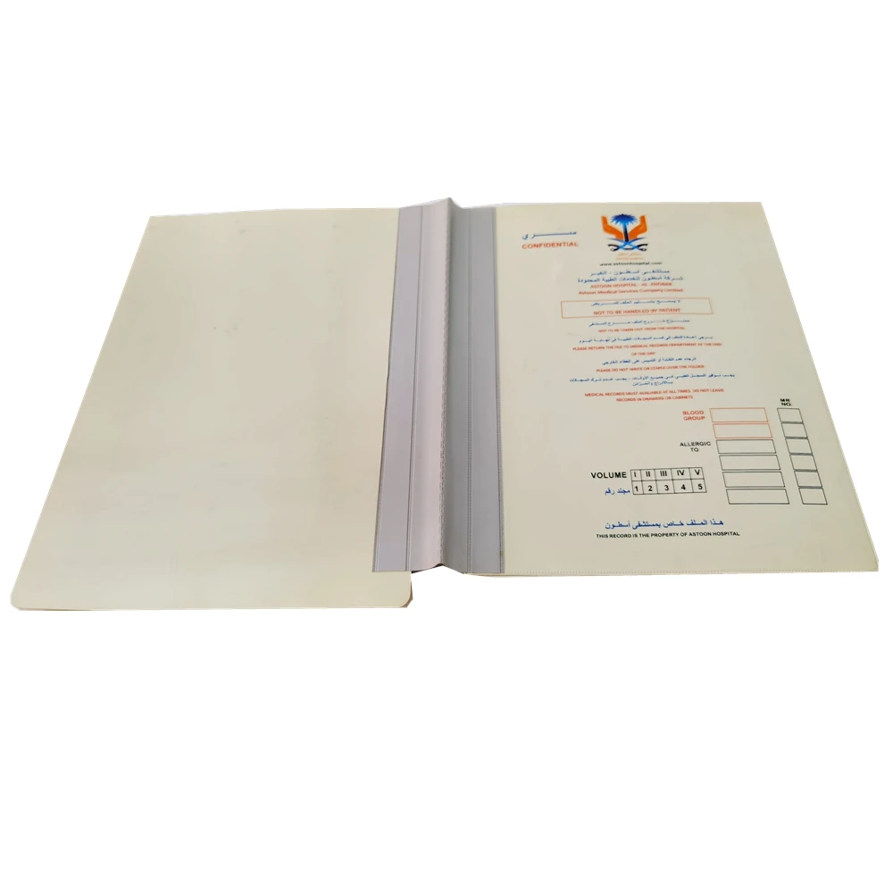 Medical File With U Clip Fastener,PVC Medical File With Divided Folder