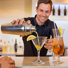  Factory Direct glass barware bartender stainless steel cocktail shaker bar tools set with acrylic frame