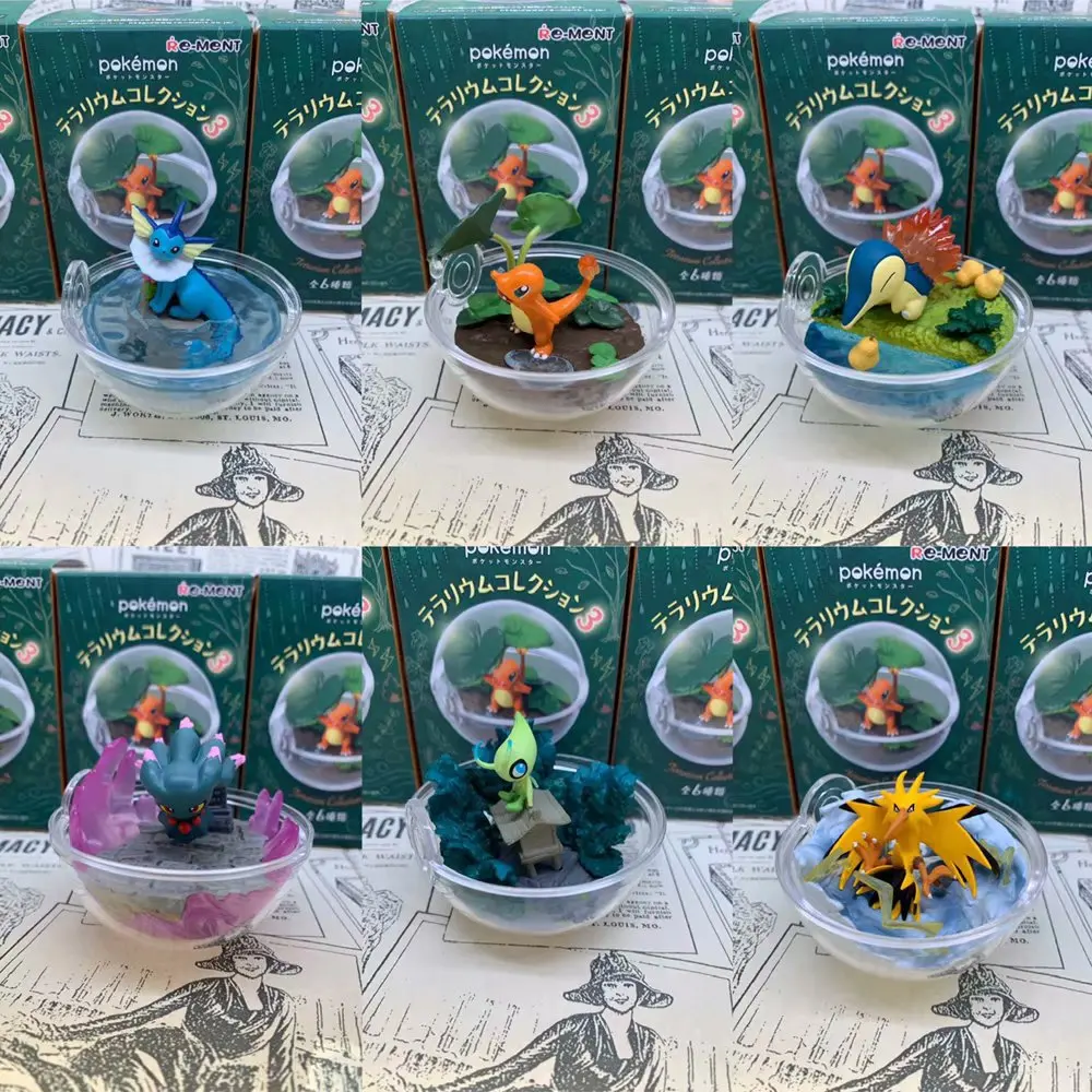 Hot Sale 6-piece set Pokemoned Action Figures Poke Ball Pocket Monster pika-chu Bulbasaur Blind Box Figure Ornaments