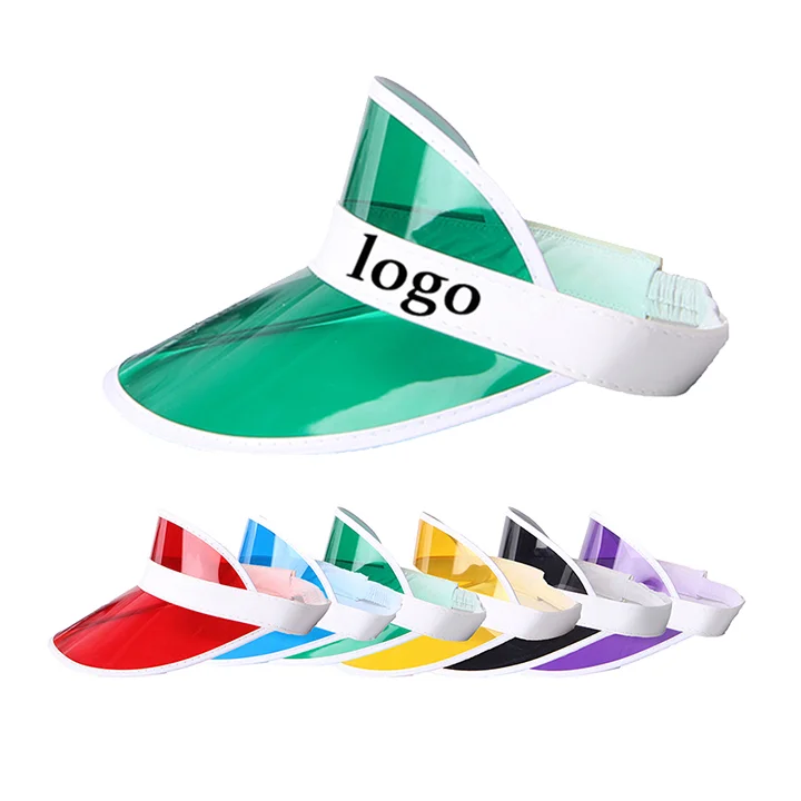 Promotional wholesale custom logo cap summer beach plastic sun visor hat