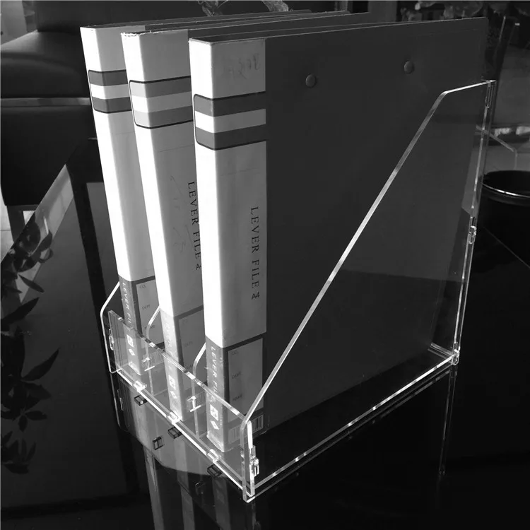 Высокий прозрачный акриловый стеллаж для файлов для студентов, настольный учебник, журнал, три столбика для офисного хранения