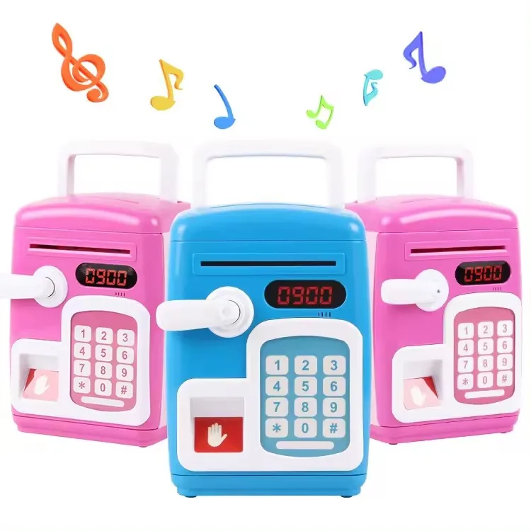 Fingerprint Sensor Electronic Money Box Mini Atm Bank Toy for Children