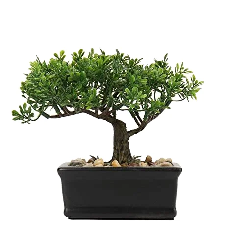 Miniature Green Artificial Plants Small Plastic Potted Trees Flowers for Home or Office Decorations