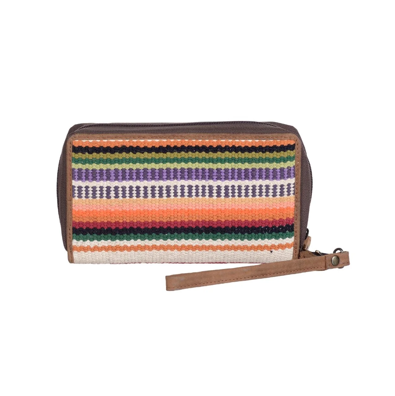 Wholesale Supply Dhurrie Cotton Canvas Jeans and Leather Combination Clutch Wallet Available at Affordable Price from Indian