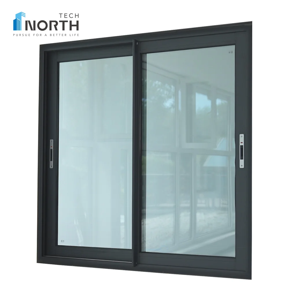 NorthTech раздвижное окно индивидуальный дизайн двойное стекло коммерческое черное алюминиевое цена