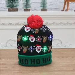Christmas decoration children adult colorful luminous knitted Christmas hat
