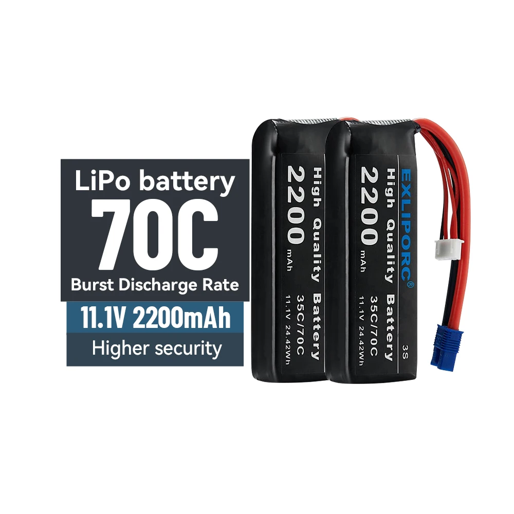 High Power 70c 3s 11.1v Super Lithium Batterie High Capacity 2200mah Rc Lipo Batteries for Man Drone Airplanes Uav