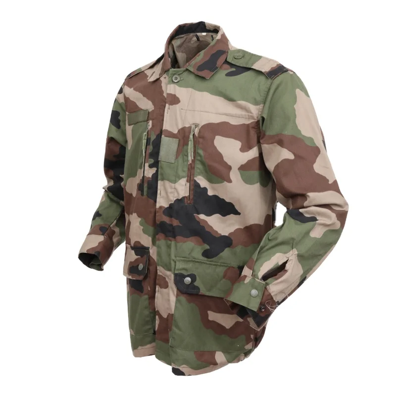 F1 French BDU Camouflage Woodland Uniforms Jungle Camo Pocket with Zipper Combat Uniform on Sale