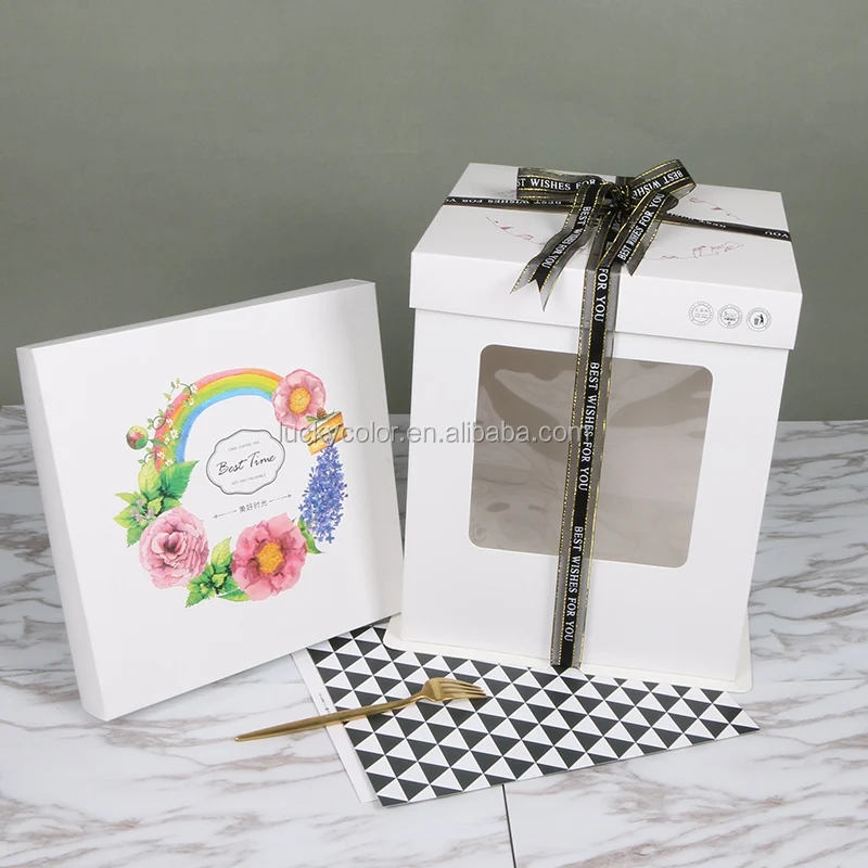 Luxury Custom Mini Wedding Transparent Bento Tall Cup Clear Cake Boards And Boxes Slice Packaging Box Custom With  Lid Window