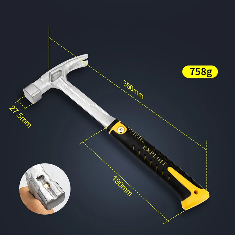 Multi-tools Anti-slip Fitter Framing Forged Hammers Non-slip Carpenter High Carbon Steel Magnetic Claw Hammer With TPR Handle