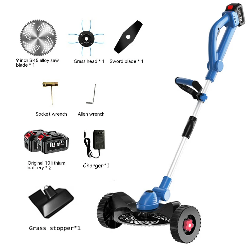 Adjustable Length Cordless Electric Grass Trimmer Garden Mowing Machine Portable Lawn Mower Grass Cutter Tools With Wheels