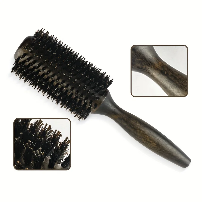 Wooden Hair Styling Comb, Tube Roller Round Comb, Professional Hairdressing Comb For Barber Salon Home Use