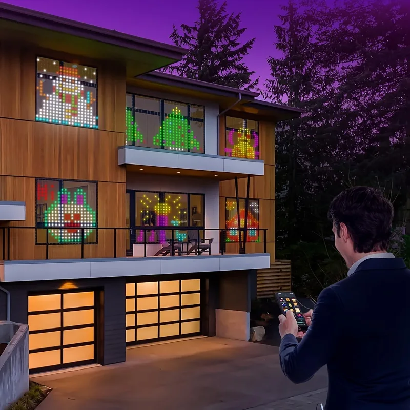 Holiday Festival Decoration Color Changing Music APP Remote Control LED RGB Christmas Luminous Custom Party Curtain Light