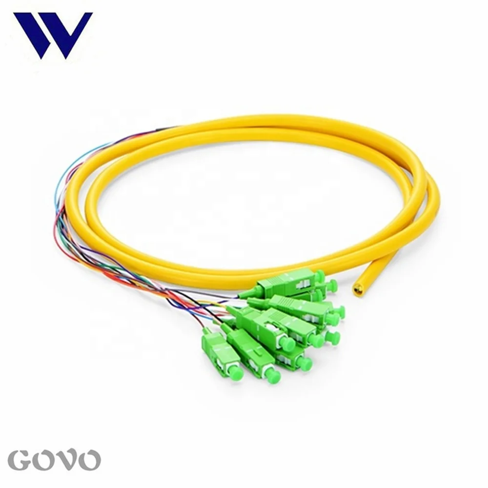 GOVO волоконная отрезка 1,5 m LC/SC UPC/APC 12 сердечников волокна OS2 одномодовая связка ПВХ 0,9 мм оптоволоконная отрезка FTTH сеть