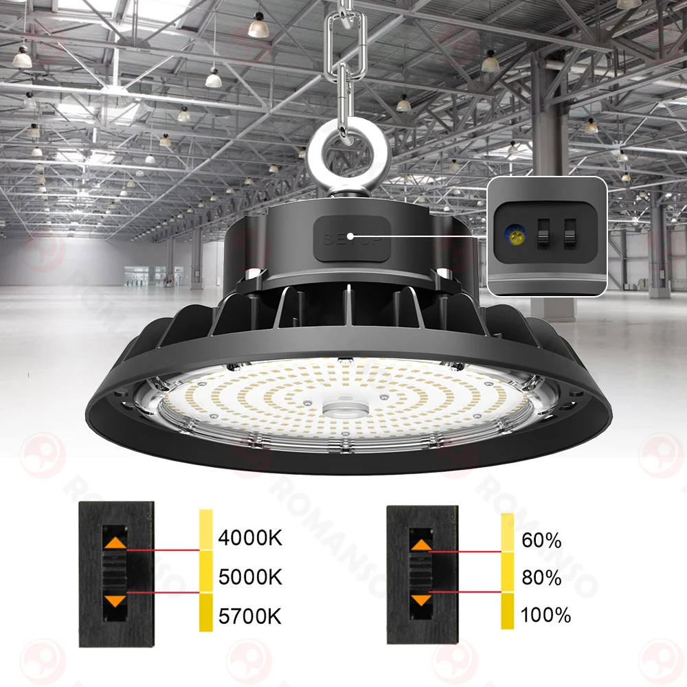 3Power 200-480V 50 60Hz 170lm/w Die Cast Aluminum 50000hrs 100W LED UFO High Bay Light