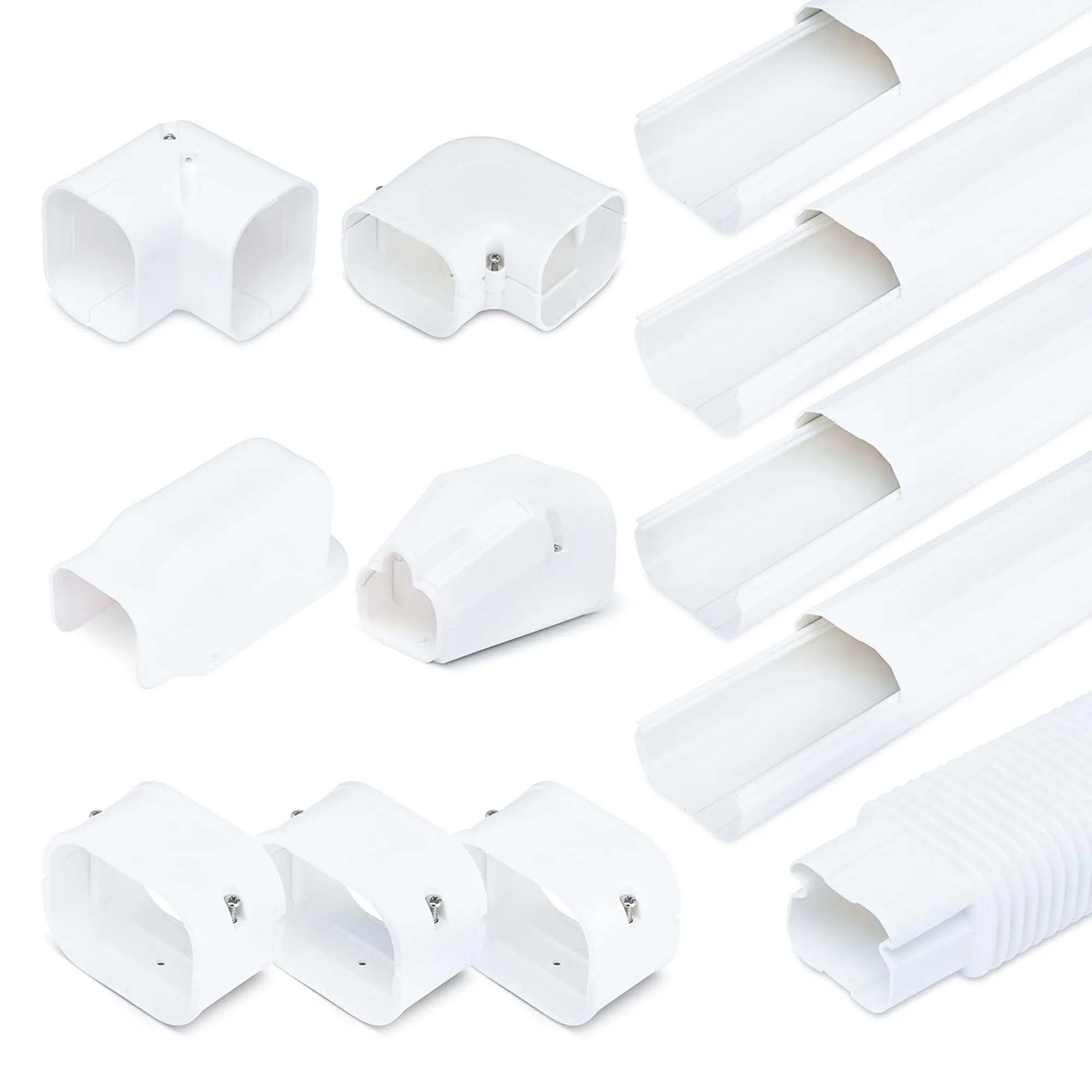 Mini Split White Line Set Cover Decorative PVC AC Line Cover Kit for Heat Pump System and Central AC