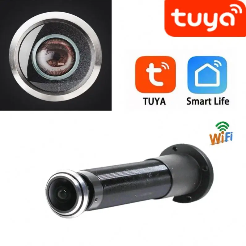 Tuya Wi-Fi Cat Eye Wide-Angle Fisheye Anti-Theft Door Peep Hole Wireless Door Eye HD 1080P Doorbell Intelligent Camera