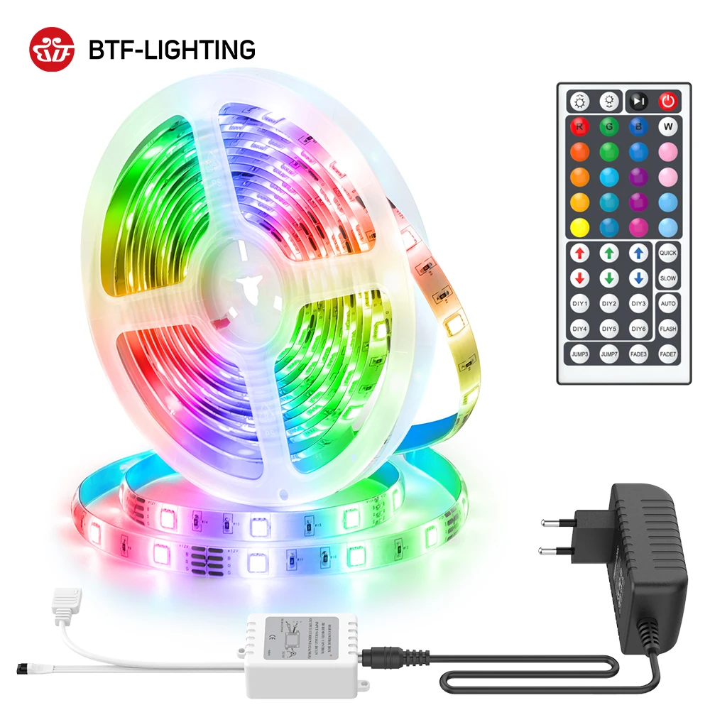 BTF-Lighting 12V 5M 10M 15M 20M Set IP30 IP65 IR WiFi Control  5050 RGB LED Strip Light Kit For Home Decoration